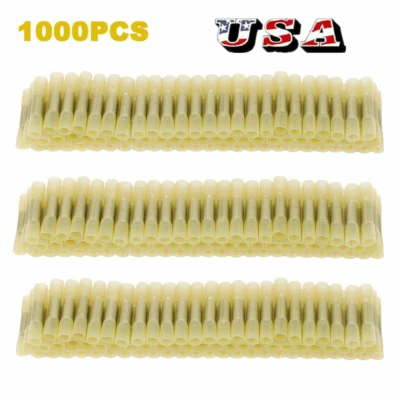1000Pcs Yellow Heat Shrink Butt Wire Connectors Crimp Terminals AWG 12-10 Gauge - Image 1 of 4
