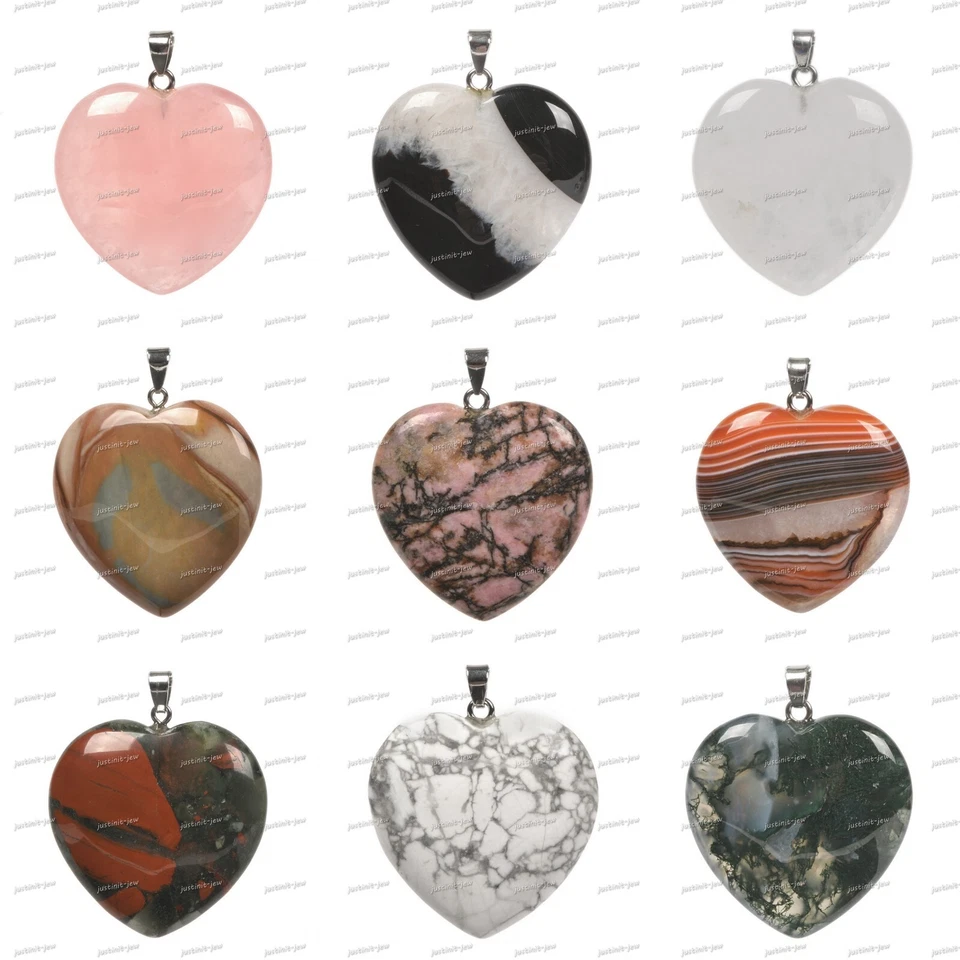 Colgante Corazón AMOR Hinchado 40mm Cristal Curativo Piedras Preciosas de Roca para Hacer Joyas Foto 1 de 1