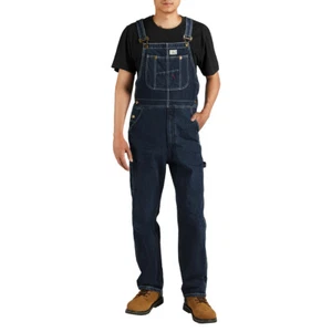 HISEA Men Denim Bib Overalls Dungarees Heavy Duty Workwear Pants Jumpsuit Jeans - Picture 1 of 28