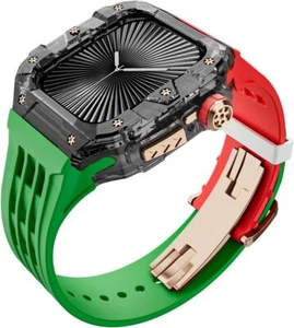 Boîtier robuste + bracelet transparent luxe cristal pour Apple Watch Series 10 bracelets 46 mm - Photo 1 sur 62