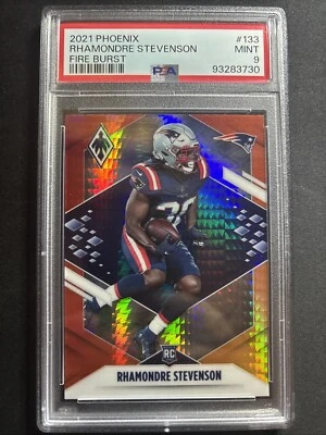 2021 Phoenix Fire Burst Rhamondre Stevenson RC PSA 9 Patriots #133 - Image 1 of 2