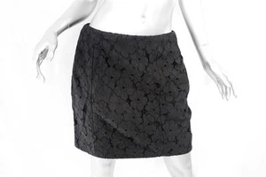 DIANE VON FURSTENBERG Black Cotton Floral Lace CLYDE Short SKIRT 2 NEW - Picture 1 of 4