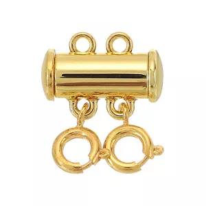 Layering Necklace Clasp 2 Strands Slide Magnetic Tube Lock Clasp, Gold - Picture 1 of 6