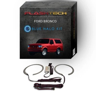 Blue Angel Eye LED Headlight Halo Ring kit for 1992-1996 Ford Bronco Headlights - Image 1 of 2