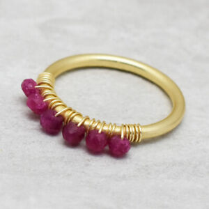 Brass gold plated ruby gemstone ring, Christmas holiday gift for women 