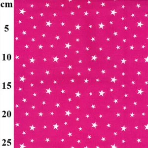 100% Cotton Poplin Fabric - Pink White Multi Star Print - Craft Material Metre - Picture 1 of 4