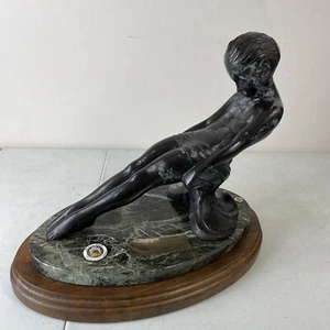 Large Don Sommer Bronze Packard Sliding Boy Concours D’Elegance Trophy. - Picture 1 of 7