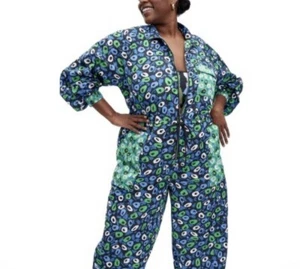 Diane Von Furstenberg Nylon Jazz Dot Green Sports Jumpsuit Size 1X NWT - Picture 1 of 14