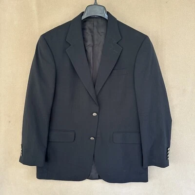 Lands End 40R черная шерсть 2 серебряные пуговицы блейзер куртка спортивное пальто сделано в Мексике - Изображение 1 из 4
