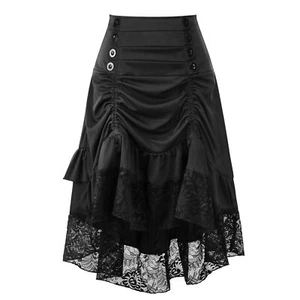 Falda Steampunk Vestido de Fiesta Reino Unido Mujeres Retro Damas Cintura Alta Gótico Encaje Largo - Imagen 1 de 15