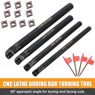 4x Drehmeißel Bohrstange 7/8/10/12mm SCLCR06 mit 10x Wendeplatten CCMT060204 Set - Bild 1 von 4