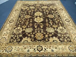 9'1"x11'8" Pakistani Peshawar Chobi Rug carpet Handmade Veg Dye 100% Wool 9x12