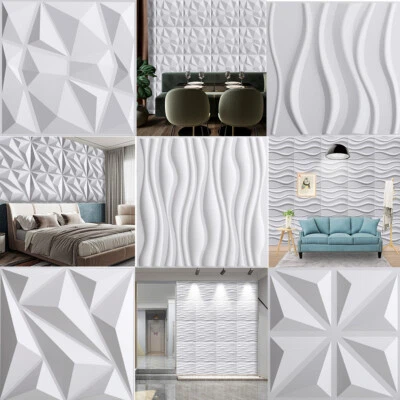 12/24pcs White 3D Wall Panel Decorative Wall Ceiling Tiles Cladding Wallpaper - Image 1 of 4