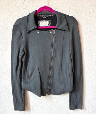 Saturday Sunday Anthropologie Moto Large Gray Sweatshirt Jacket - Image 1 of 4