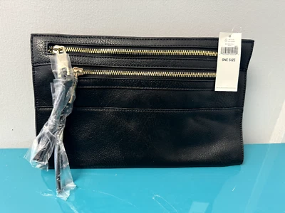Banana Republic Clutch Vegan Leather Black Purse 7"x10" - Image 1 of 4