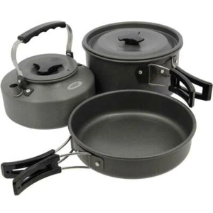Kochset Camping Angel Kochgeschirr Topf Kessel Pfanne  3 Teilig NGT Gas Cookware - Bild 1 von 4