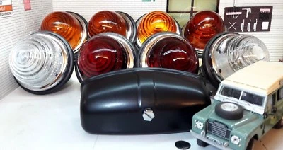 Land Rover Series 2 2a Lucas L594 Glass Lens External & Number Plate Lights Set - Image 1 of 4