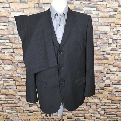 1960s Griffin Clothes 2 Piece Suit Mens 40r 32X30 Black Stripe 3 Button SV - Image 1 of 4