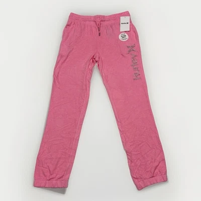 Hurley Meninas Ultra Super Macio Logotipo Glitter Cordão Rosa Joggers NOVO Grande - Imagem 1 de 4
