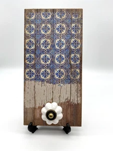 Wall Hanger Handmade Wooden Ceramic Kitchen Towel Rack Rectangular - Picture 1 of 8