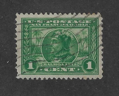US Scott # 397, 1 cent green,Panama Pacific Expo,1913, XF-Superior, scv. $100 - Image 1 of 2