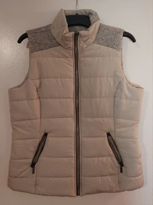 Style & Co Women's Vest Quilted Beige & Gray Zip-up Size L New With Tags Cozy - Picture 1 of 9