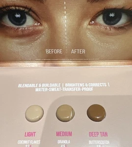 HUDA BEAUTY Fauxfilter Luminous Matte Liquid Concealer, 3 Shades, 1 Sample Card - Picture 1 of 3