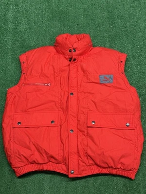 Vintage Puma Puffer Vest Mens XL Orange Down Insulated Outdoor 80s Rare - Image 1 of 4