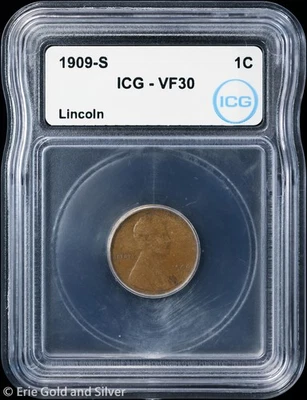 1909-S 1C Lincoln Wheat Cent ICG VF 30 - Image 1 of 4