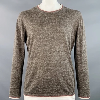 Pullover KITON Talla XL Marrón Jaspeado Crema Rojo Seda Lino Cuello Redondo Foto 1 de 4