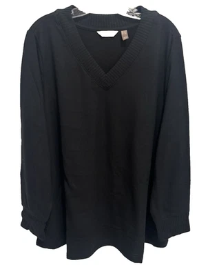Suéter Tejido D&Co Talla 2X Negro Cuello en V Zona Confort Denim & Co Pullover Nuevo Foto 1 de 4