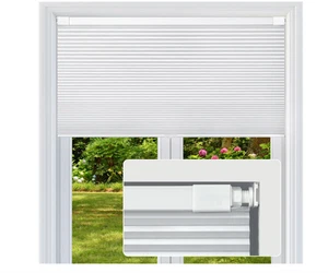 No drill Blackout Honeycomb Blinds Window Cordless Cellular Shades White 37"x64" - Picture 1 of 4