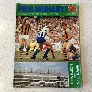 1977 VFL Preliminary Final Record North Melbourne Vs. Hawthorn Very Good Cond. - Foto 1 di 23