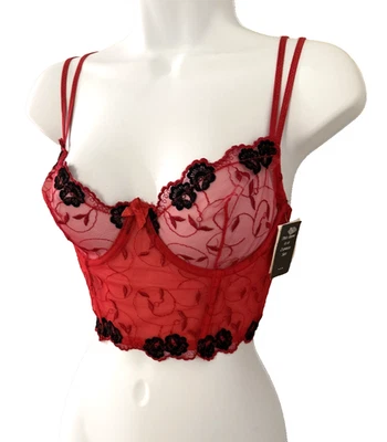 Sujetador Bustier Charlotte Russe vintage años 2000 lencería Top 34C nailon/spandex Foto 1 de 4