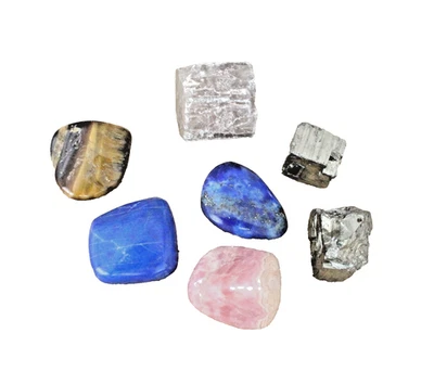 7  verschiedener Edelsteine (Lapislazuli-Aragonit-Pyrit ,Rhodochrosit   (SK-11) - Bild 1 von 2