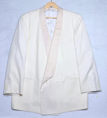Blazer Giorgio Armani Para Hombres 44R Crema Marfil Chal Cuello Esmoquin Cena Chaqueta Foto 1 de 4