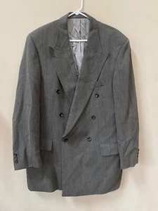Hugo Boss Gray Tuxedo Suit Coat 100% Virgin Wool Double Breasted 3XL 46 - Picture 1 of 14