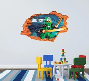 Custom Name Ninja Wall Sticker  Personalize Ninja Wall Decal For Nursery Decor - Picture 1 of 8