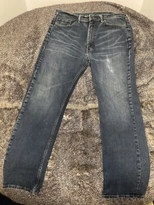 Levi's 505 Straight Leg Jeans Mens 38W x 32L Reg Fit Dark Wash Blue Denim - Picture 1 of 8