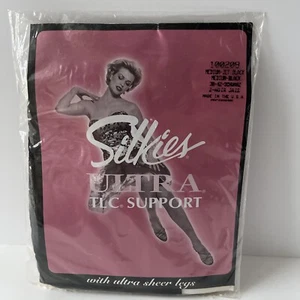 Vintage Pantyhose Silkies Ultra TLC Support Size Medium Jet Black NIP 90's - Picture 1 of 3