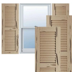Ekena Millwork Louvered Shutters 84" Decorative Polyurethane Straight Top Beige - Picture 1 of 11