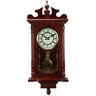Bedford Collection 25 Inch Wall Clock with Pendulum and Chime in Dark Redwood O