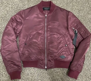 Rag & Bone Nylon burgunderfarbene Bomberjacke mit orangem Innenfutter Made in USA Damen XS - Bild 1 von 11