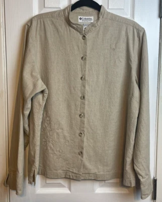 Columbia Embroidered Top Button Down Linen Blend Women's XL - Image 1 of 4