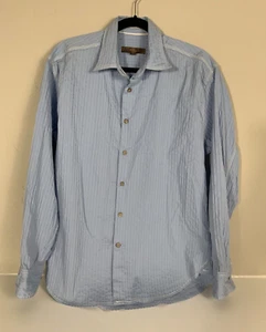 Blue Pronto-Uomo Men’s Long Sleeve Western Buttoned Cotton/Spandex Shirt Size L - Picture 1 of 11