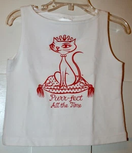 Girl Mania Girl's Top Sleeveless Purr-fect All The Time White Size Small (4/5) - Picture 1 of 4