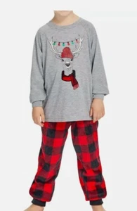 Kid's Holiday Reindeer Plaid Pajama Set (Size XS 4/5) - Picture 1 of 9