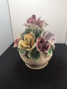#1 ) Nuova Capodimonte Made in Italy Porcelain Lg Rose Bowl Centerpiece 9” - Picture 1 of 8
