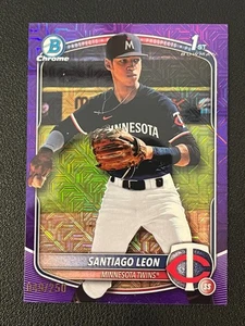 Santiago Leon 2025 Bowman Chrome 1st Purple MOJO /250 Twins - Picture 1 of 2