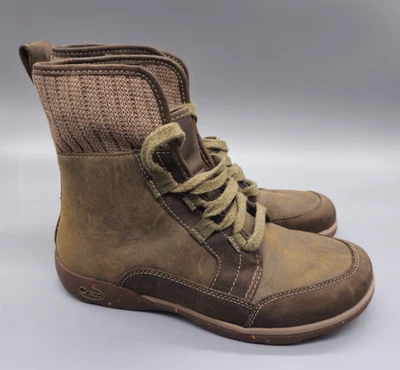 Chaco  Mahogany Green Barbary Leather Wool Foldover Chukka Boots Women’s sz 8 - Image 1 of 4